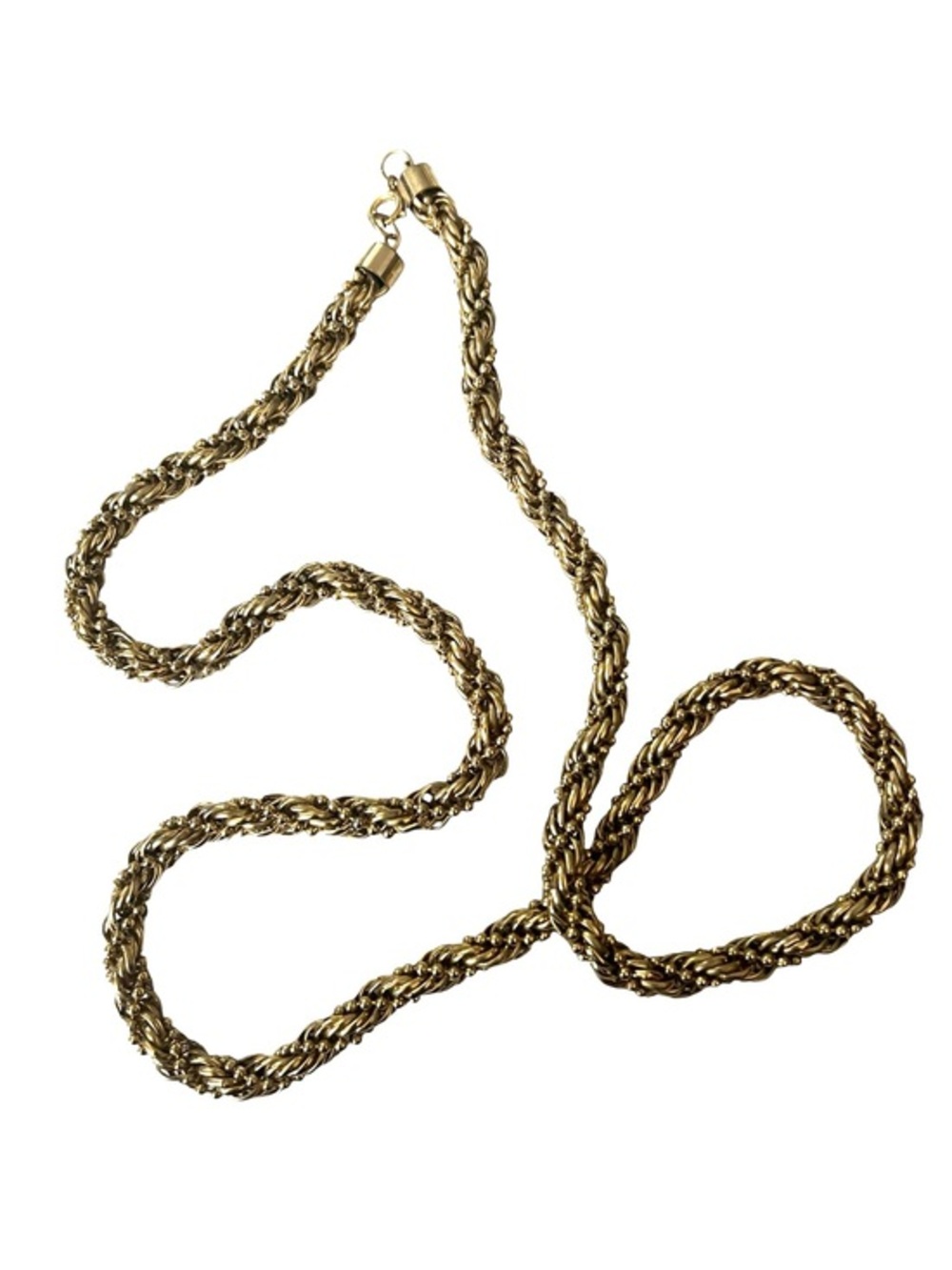 Vintage Heavy 30” Byzantine Gold Color Rope Chain Statement Necklace